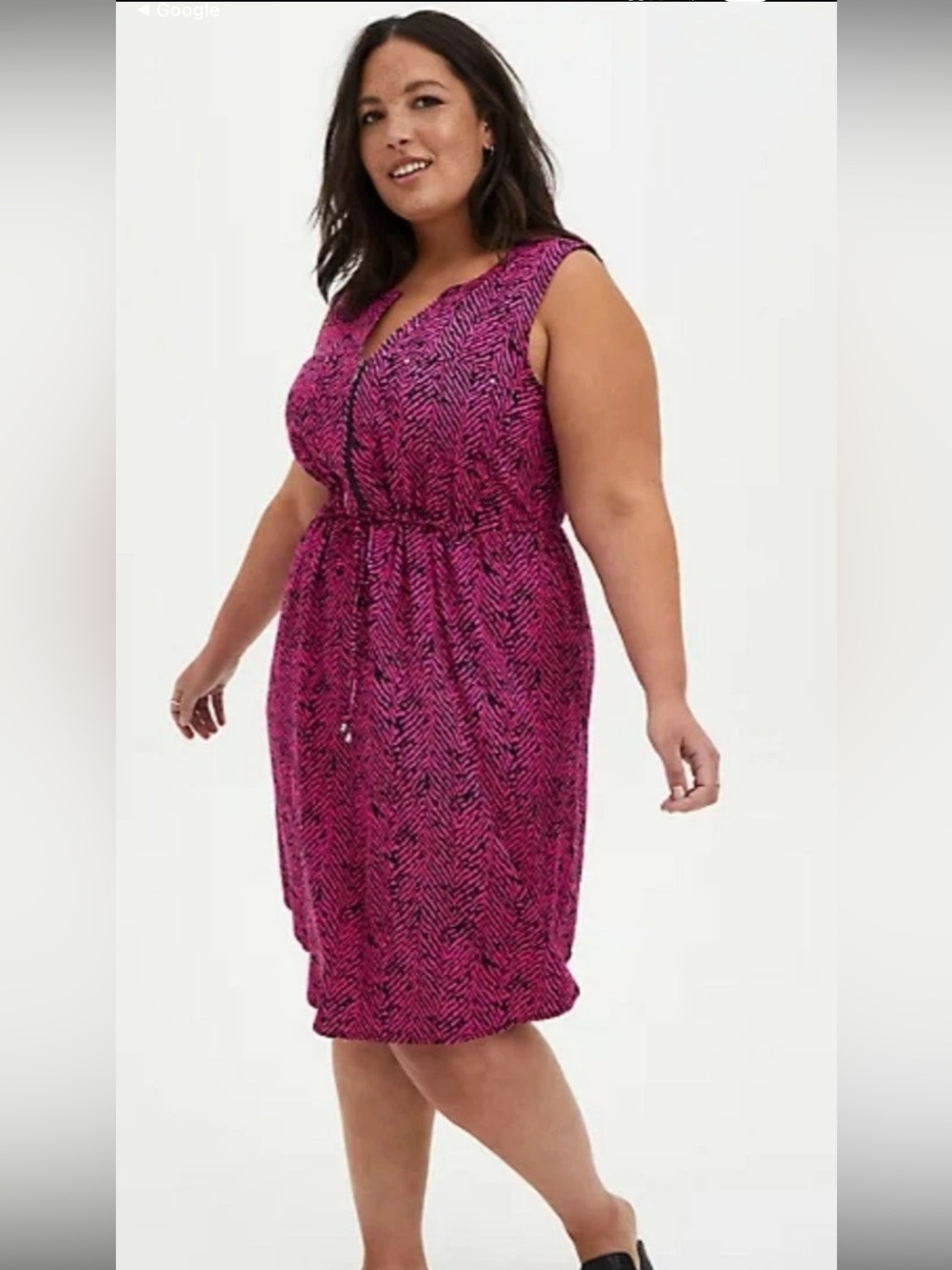Torrid Plus Size 1 1X 14/16 PINK HERRINGBONE CHALLIS ZIP-FRONT Dress
